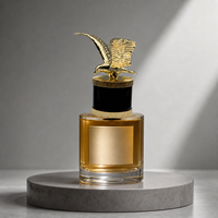 Capuchon de parfum en zamac en forme d'aigle à ailes écartées, doré, avec base à nervures verticales, en alliage de zinc, pour flacon de parfum