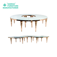 Vente en gros en usine de SK-YHZ-G003 table à manger moderne de luxe en acier inoxydable doré table de pleine lune/serpent