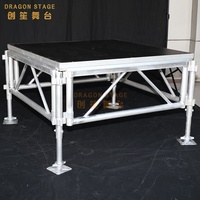 Scène mobile en aluminium pour événements en plein air, plateforme de scène musicale portable, podium, pieds réglables, noir/argent