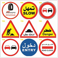 Panneaux de signalisation routière réfléchissants en aluminium, arabe-anglais, pour les Émirats arabes unis et le GCC, signalisation d'arrêt, de cédé cedé, de précaution pour piétons, personnalisables