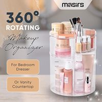 Organisateur de maquillage rotatif à 360 degrés, étagère réglable, boîte de rangement cosmétique ronde tournante, présentoir de maquillage transparent