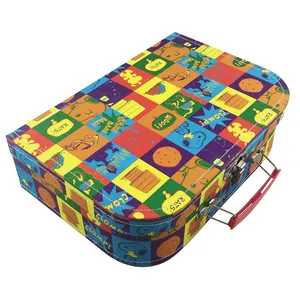 Décoratif personnalisé Vintage Enfant Enfants Papier Carton Jouet Cadeau En Forme De Valise Boîte Avec Poignée