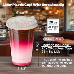 Gobelet en plastique transparent jetable personnalisé imprimé, en PP/PET, de 12, 16, 20, 24 oz, avec couvercle sans paille - Product Image 5