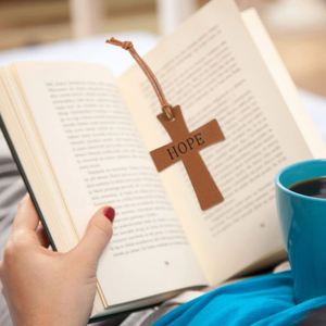 HR Cross PU Leather <b>Bookmarks</b> Brown Inspirational Christian Leather <b>Bookmarks</b> Cheap Religious <b>Bookmarks</b> for <b>GIfts</b> - Product Image 3