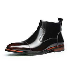 Nouvelles bottines en cuir véritable pour hommes, lavables, à semelle Goodyear, style rétro, chaussures de travail Amekaki à lacets - Product Image 5
