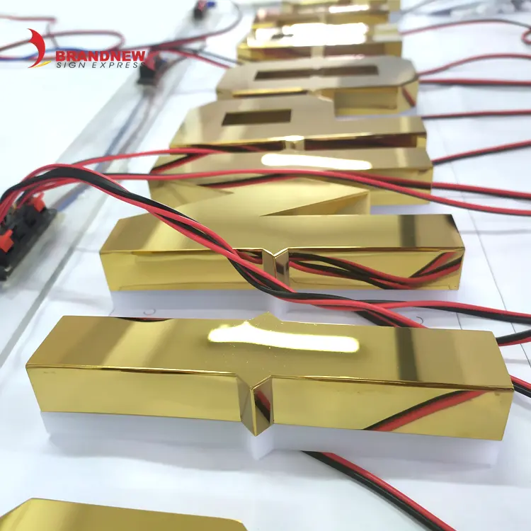 Производитель BRANDNEWSIGN, персонализированные металлические 3D знаки с логотипом из нержавеющей стали, алфавит, золотые буквы для украшения
