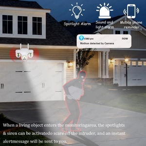 V380 Solar IP Cameras Outdoor <b>Wireless</b> WiFi/4G 15MP 3 PTZ Lens Human Detection <b>Security</b> Surveillance Waterproof IP66 CCTV <b>Camera</b> - Product Image 5