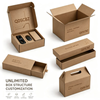 Boîte cadeau télescopique en carton ondulé kraft étanche, étroite et longue, en deux parties, avec fermeture magnétique, pour bijoux