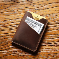 Dompet Pria Kulit Asli Crazy Horse Retro Original Spot Custom, Dompet Pendek Kecil Kasual, Tempat Kartu, Dompet Koin Buatan Tangan