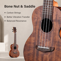 Wholesale 23 Inch Solid Top Acacia Wood Ukulele with 4 Nylon String and Mahogany Neck Matte Finish Sweet Tone Customisable