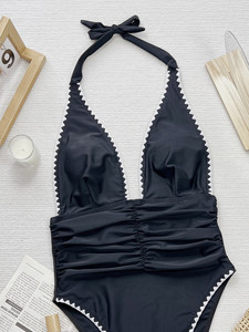 YW-D919Q Nuevo <span class=keywords><strong>Bikini</strong></span> de Moda con Estampado, con Aros, Sujetador de Poliéster, Sexy, para Curvas, Traje de Baño de 1 Pieza, Tanga con Cordón y Volantes de Malla - Product Image 6