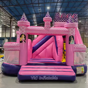 Castillo Inflable Personalizado con Tobogán, Diseño de Princesa <span class=keywords><strong>Disney</strong></span>, Color Rosa, de Grado Comercial para Parques Temáticos - Product Image 4
