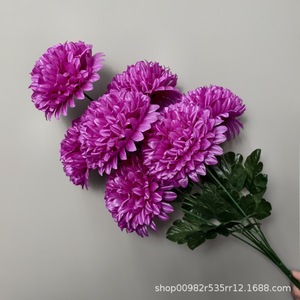 Chrysanthème à sept têtes super <span class=keywords><strong>grand</strong></span> format <span class=keywords><strong>de</strong></span> 13 cm, arrangement floral artificiel moulé par injection, spécialement conçu pour le Qingming - Product Image 3