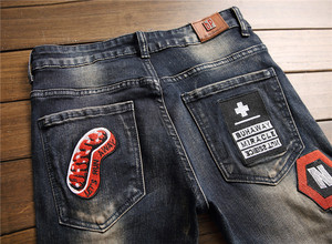 Venta al por mayor, pantalones vaqueros negros rasgados para motorista, vaqueros rasgados para hombre - Product Image 5