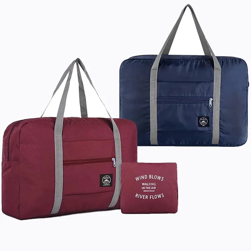 Wholesale Promotional Folding Compression Luggage Storage Organizer Waterproof Durable Nylon Travel Duffel Bag