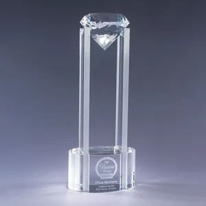 Hitop Design Elegant Cylinder Styled Crystal Trophy With Colorful Diamond