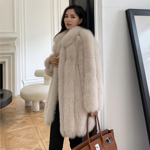 2023 hiver manteau de fourrure de renard femmes réel Long Style fourrure de renard vêtements vestes fourrure élégant manteaux pour grande taille <span class=keywords><strong>femme</strong></span> - Product Image 4