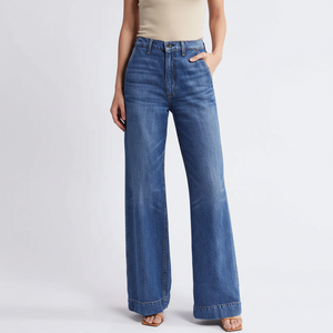 Meilleur fournisseur de jeans pour femmes sur mesure, design OEM, denim durable, couleur unie, pantalon pour femmes personnalisé - Product Image 1