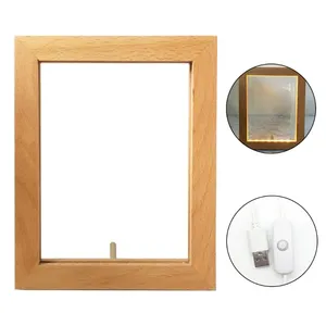 2022 Neue 3D Visual Holz Nachtlicht LED Foto rahmen Kamera Bild Lampe Schlafzimmer Nachttisch Dekoration