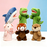 Marionnette à main personnalisée en forme de raton laveur ou de requin, inspirée d'images, poupée apaisante, jouet d'éveil parent-enfant, accessoire interactif pour spectacle