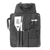Ensemble de 7 ustensiles de barbecue en acier inoxydable avec tablier, fourchette à barbecue d'extérieur, spatule à poisson et pinces à aliments