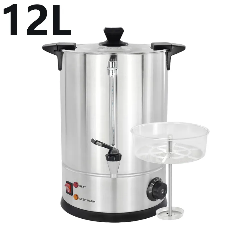 Cafetera de doble pared para elaboración de cerveza, máquina de café de 8L, 10L, 12L, 15L, 25L, 304 S/S, con grifo manos libres