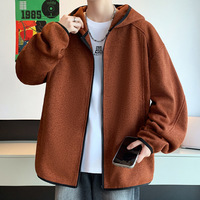 Veste à capuche zippée pour homme, manches longues, coupe ample, motif uni, style coréen, nouvelle collection automne 2025, tendance jeune