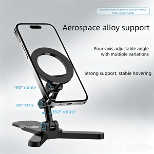 Magnetic Phone Mount Aviation Aluminum Dual Bearing 360 Degree <b>Rotation</b> 2 in 1 Ring Stand for Car <b>Desk</b> Kitchen Yoga - Product Image 5