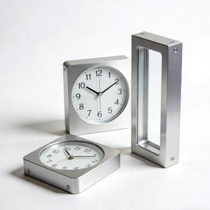 Horloge de bureau en métal brossé sur mesure - Horloge élégante et moderne en aluminium/laiton usiné CNC, certifiée ISO9001, avec perçage et brochage - Product Image 4