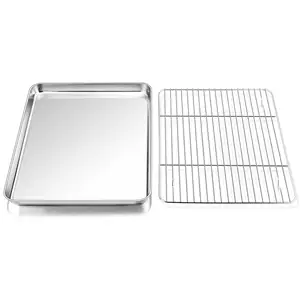 Grille de refroidissement adaptée à votre petit four Utilisation par une personne Non toxique Facile à nettoyer Ensemble de plateau et de support de four Plaque de cuisson en acier inoxydable - Product Image 1
