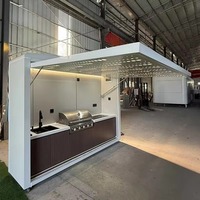 Ensemble de meubles de cuisine extérieure intégrés, anti-rouille, modulaire, avec plan de travail pour espace extérieur