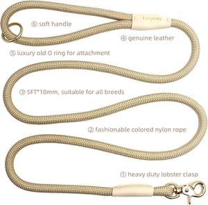 Lucpawz Lobster Snap Pet Leash 5 pies, correa de nylon fuerte especial, correa de perro de cuerda de color sólido para todas las razas (oro, 5 pies * 10mm) - Product Image 3