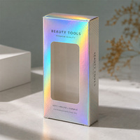 Boîte d'emballage en carton pliable personnalisée avec impression holographique argentée pour sérum cosmétique et soins de la peau