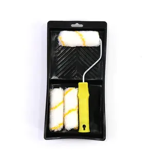 High Quality Hot Sale Factory Price4 Pcs 4in Paint Roller Brush Black Plastic Set Tray