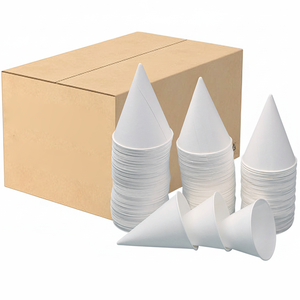 Lot de 4 gobelets en papier coniques à rebord roulé de 150 ml, blancs, jetables, pour fontaines à eau de bureau, vente en gros, qualité supérieure - Product Image 2