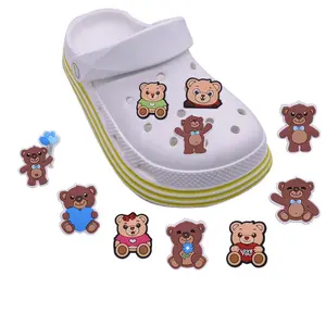2024 wholesale new plastic clog shoesk pvc accessories cartoon cute bag decoration bear shoes custom shoes charms
