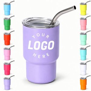 Gobelet isotherme double paroi en acier inoxydable de 3 oz avec paille, personnalisable avec logo, mignon verre à shot pour cadeaux promotionnels de fête - Vente en gros - Product Image 1