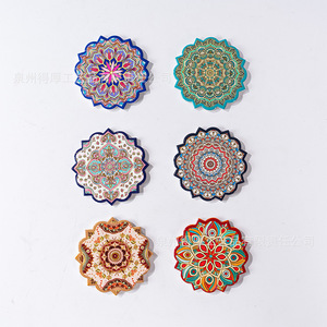 Sous-verres en céramique marocaine ronds, colorés, motif Mandala et Œil protecteur, pour la protection des boissons, cadeau d'exportation, sourcing - Product Image 2