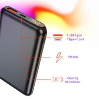 Portable Mini 10000mAh Voyage Power Bank Ultra Mince Charge Rapide 20W Puissance De Sortie Sans Fil Charge LED Affichage Type-C