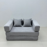 Divano Letto in Velluto a Coste Beige, Compresso Sottovuoto, Stile Retrò, Imbottito in Spugna, Ideale per Soggiorni e Piccoli Appartamenti