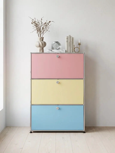 Vintage-style Modern Minimalist Living Room Stainless Steel Modular <b>Storage</b> <b>Sideboard</b> Shelving Unit Home Furniture - Product Image 3