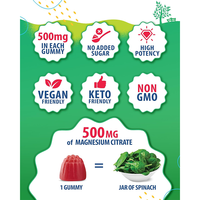 Gummies de citrate de magnésium pour enfants, saveur framboise, sans sucre, véganes, à la pectine, 500 mg, marque privée OEM, pour le soutien de l'humeur et du sommeil