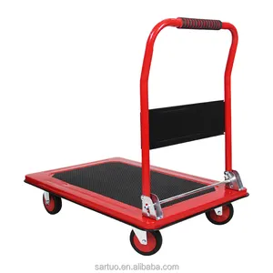 Hot Selling 4 Wheels Popular Airport Folding Moving Handle Platform Duty Trolley For Warehouse
