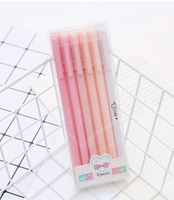 Stylos gel en plastique couleur Morandi en boîte, lot de 6, pour étudiants et examens, fournitures de bureau, stylos signature noirs