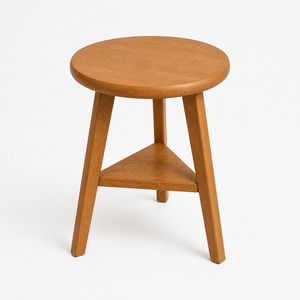 Tabouret rond en teck écologique, grain naturel, design rustique moderne, haute qualité, durable, artisanal, tabouret de salon - Product Image 2