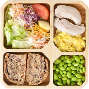 Piatto in Legno per il Controllo delle Porzioni, Vassoio Diviso in 4 Scomparti, Piatto per Separare Alimenti in Modo Salutare - Product Image 1