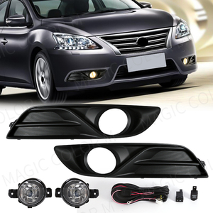Right Fog Light Cover For 2013-2015 Nissan Sentra With Sport Type Bumper - Textured Black Replacement