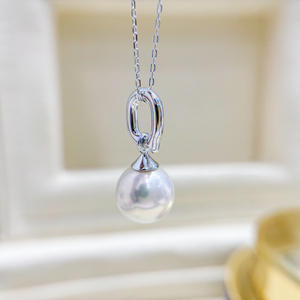 Pendentif en argent S925 avec boucle édition légère, perles plates de 10 à 15 mm, support vide pour colliers de perles DIY, accessoire 31121 - Product Image 2