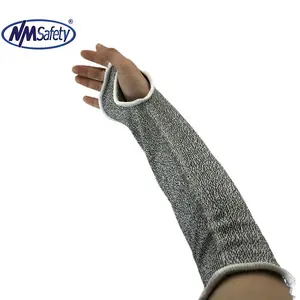 NMSAFETY Cut Resistant Level A4 HPPE Knit Thick Protection Arm Sleeves With Thumb Holes