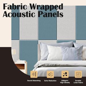 ROYDAAモダン4ピース自己接着防音生地音響パネル24x12壁パネルスレートネイビーチョークホワイトホームオフィス用 - Product Image 4